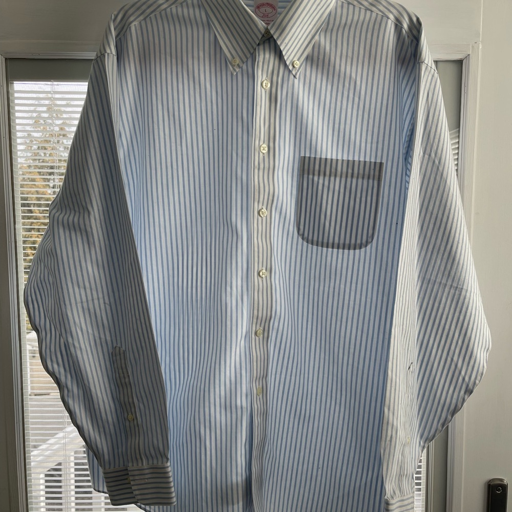 Brooks Brothers Men’s Blue Stripe Button‑Down Shirt – Size L, Original Fit